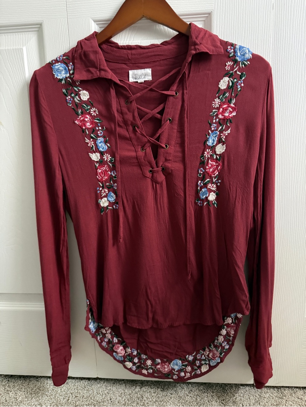 Rahi Cali Lace-Up Long-Sleeve Floral Top